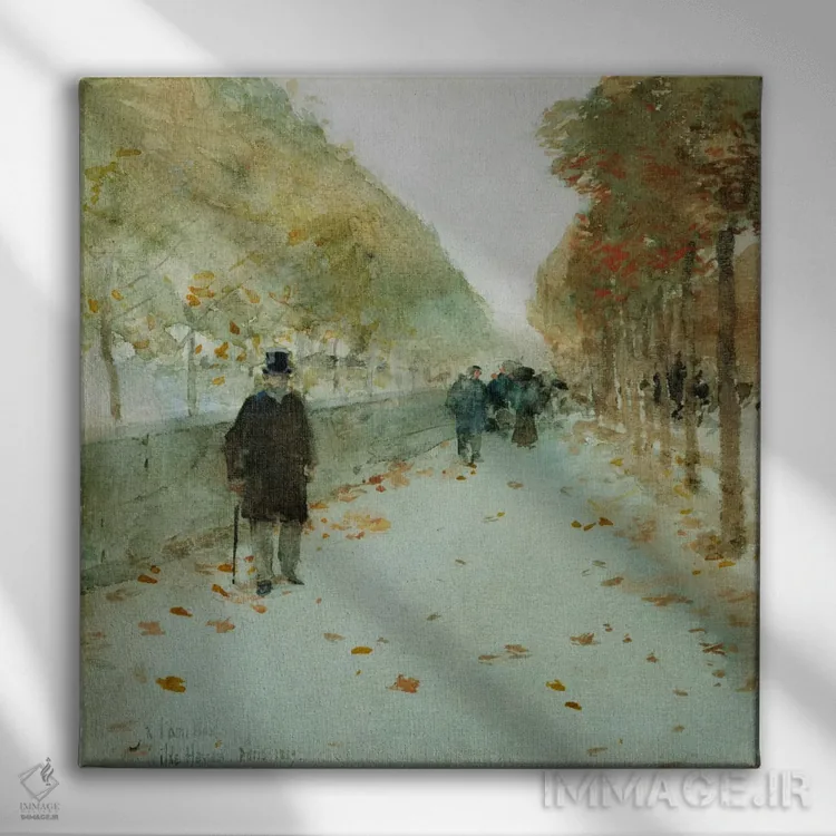 تابلو اسکله لوور، ۱۸۸۹ اثر چایلد هسام (نقاش امپرسیونیست آمریکایی) - نمای روبهرو روی دیوار
