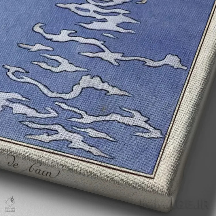 تابلو لباس پاریسی: لباس شنای ۱۹۱۳ (چاپ رنگی) اثر جورج باربیه (طراح و تصویرگر فرانسوی) - نمای نزدیک بافت بوم