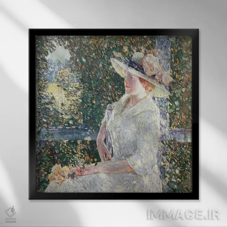 تابلو پرتره دوشیزه وِیر، ۱۹۰۹ اثر چایلد هسام (نقاش امپرسیونیست آمریکایی) - نمای قابدار مشکی
