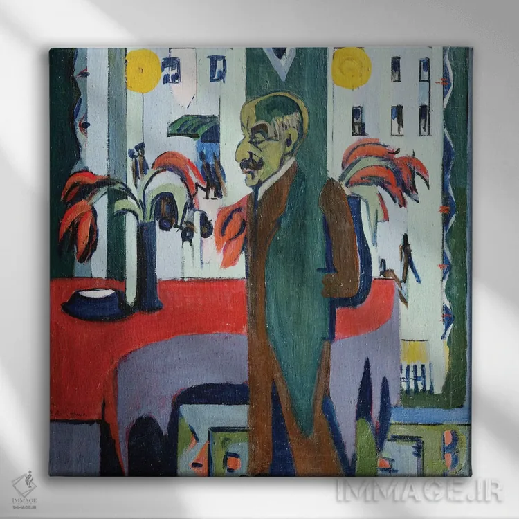تابلو 1926,ماکس لیبرمن در کارگاهش، ۱۹۲۶ اثر ارنست لودویگ کیرشنر (نقاش اکسپرسیونیست آلمانی) - نمای روبهرو روی دیوار