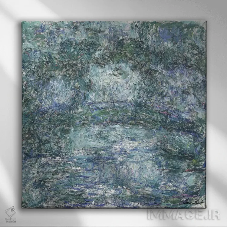 تابلو c.1918-1924,پل ژاپنی، حدود ۱۹۱۸ تا ۱۹۲۴ اثر کلود مونه (نقاش معروف فرانسوی) - نمای روبهرو روی دیوار