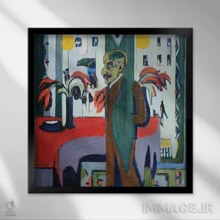 تابلو 1926,ماکس لیبرمن در کارگاهش، ۱۹۲۶ اثر ارنست لودویگ کیرشنر (نقاش اکسپرسیونیست آلمانی) - نمای قابدار مشکی