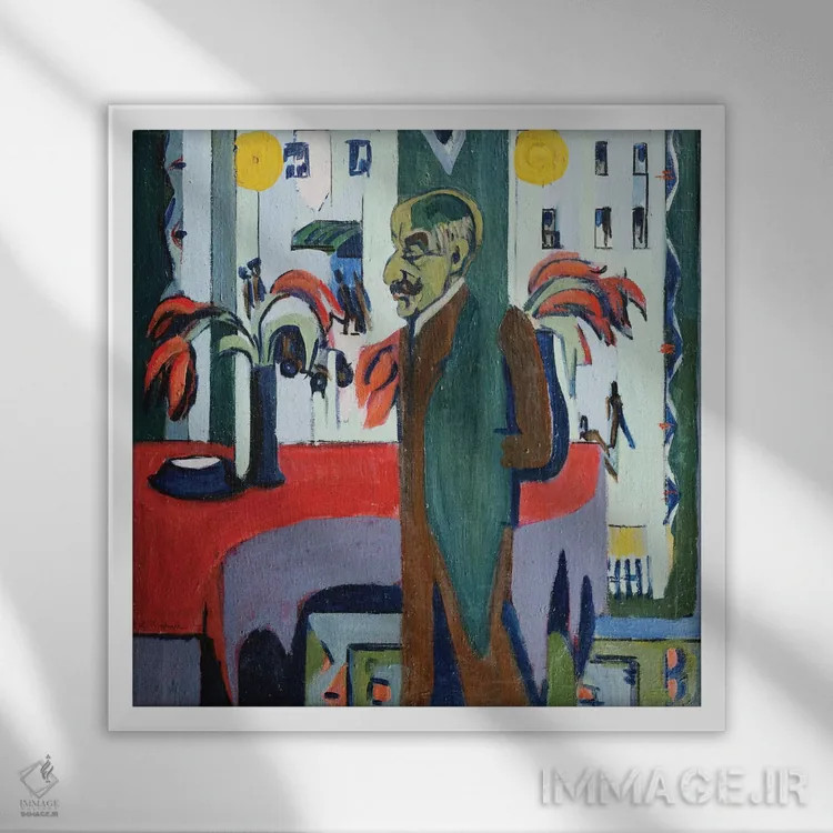 تابلو 1926,ماکس لیبرمن در کارگاهش، ۱۹۲۶ اثر ارنست لودویگ کیرشنر (نقاش اکسپرسیونیست آلمانی) - نمای قابدار سفید