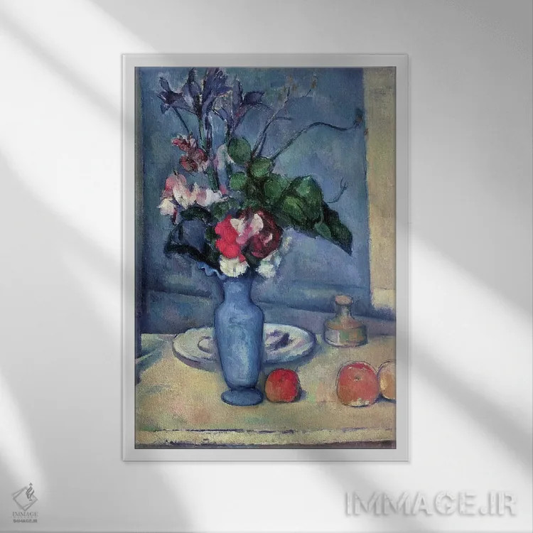 تابلو 1889-90,گلدان آبی، ۱۸۸۹ تا ۱۸۹۰ اثر پل سزان - نمای قابدار سفید