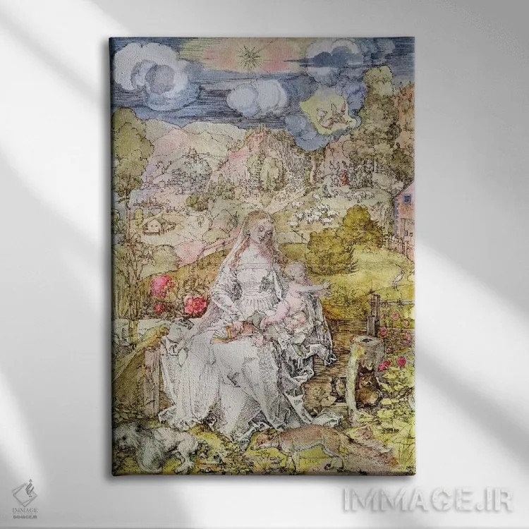 تابلو حضرت مریم و کودک عیسی اثر آلبریشت دورر (نقاش آلمانی) - نمای روبهرو روی دیوار