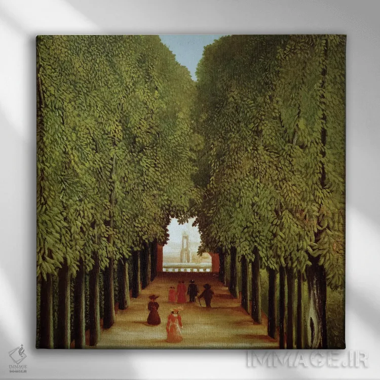 تابلو کوچهای در پارک سن کلود، ۱۹۰۸ اثر آنری روسو - نمای روبهرو روی دیوار