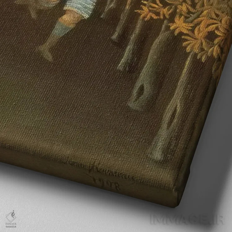 تابلو بازیکنان فوتبال، ۱۹۰۸ اثر آنری روسو - نمای نزدیک بافت بوم