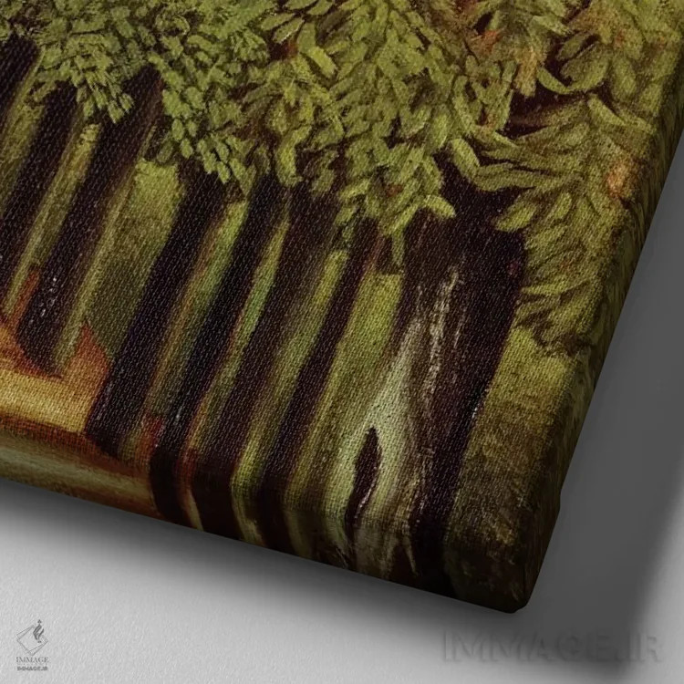 تابلو کوچهای در پارک سن کلود، ۱۹۰۸ اثر آنری روسو - نمای نزدیک بافت بوم