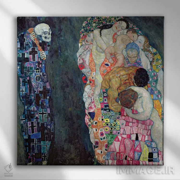 تابلو مرگ و زندگی، حدود ۱۹۱۱ اثر گوستاو کلیمت - نمای روبهرو روی دیوار