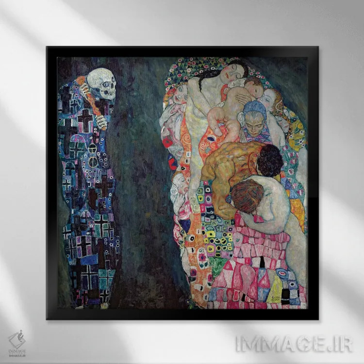 تابلو مرگ و زندگی، حدود ۱۹۱۱ اثر گوستاو کلیمت - نمای قابدار مشکی