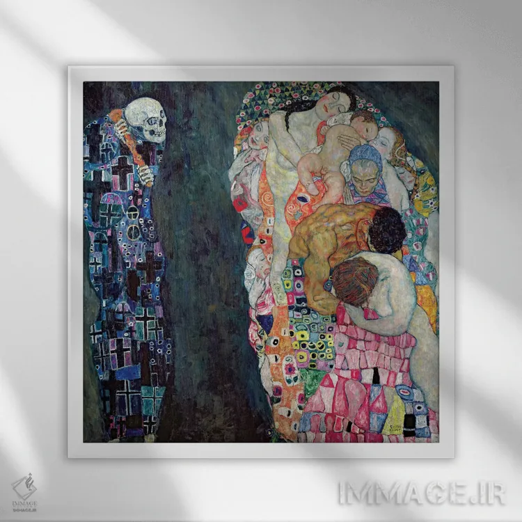تابلو مرگ و زندگی، حدود ۱۹۱۱ اثر گوستاو کلیمت - نمای قابدار سفید