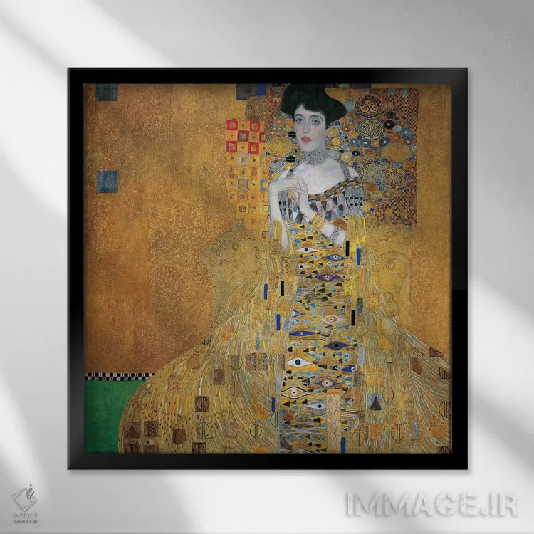 تابلو پرتره آدل بلوخ-باور اول، ۱۹۰۷ اثر گوستاو کلیمت - نمای قابدار مشکی