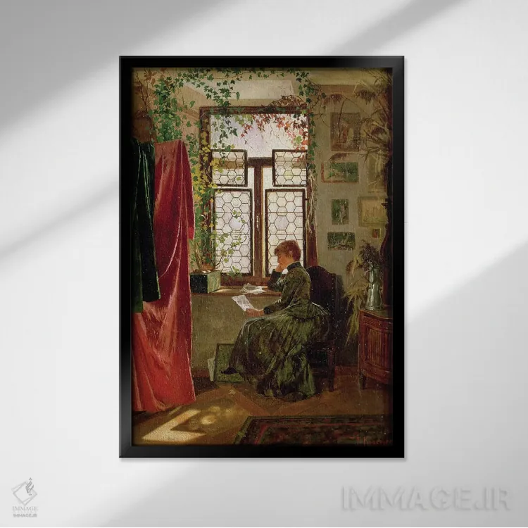 تابلو خواندن نامه اثر پیتر کرمر - نمای قابدار مشکی