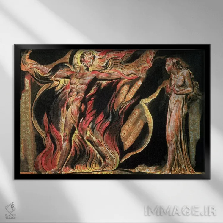 تابلو "چنین رؤیاهایی به من ظاهر شدند" (تصویرسازی از اورشلیم: ظهور غول آلبیون)، ۱۸۰۴ اثر ویلیام بلیک (نقاش و شاعر انگلیسی) - نمای قابدار مشکی