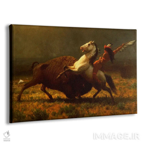 تابلو مطالعه فیگوراتیو، آخرین گاومیشها، حدود ۱۸۸۸ اثر آلبرت بیرشتات (نقاش منظره آمریکایی) - نمای پرسپکتیو محصول