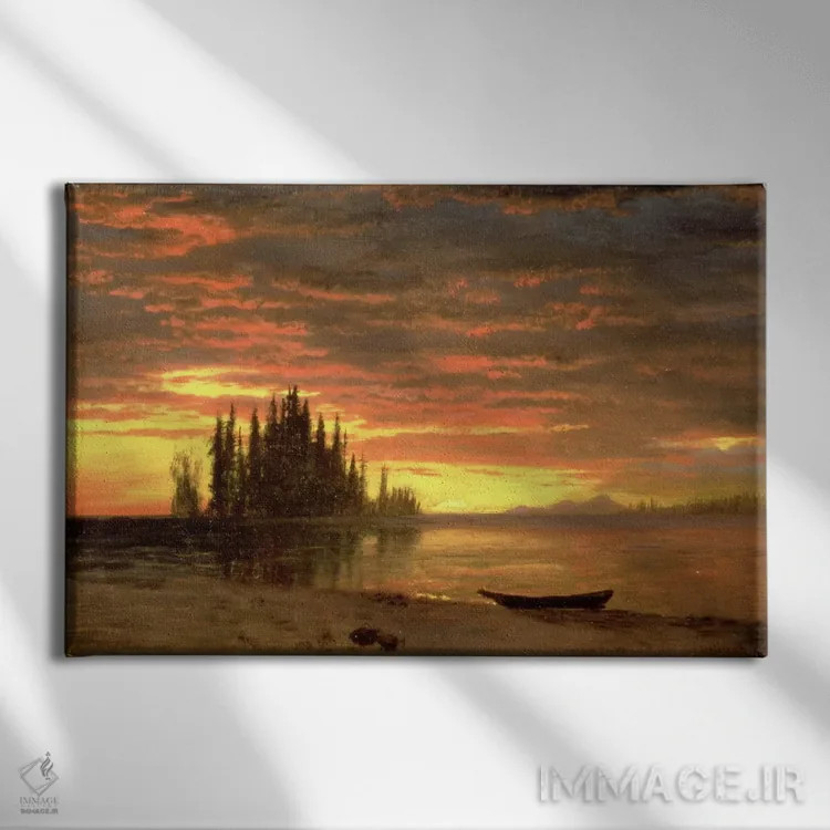 تابلو غروب کالیفرنیا اثر آلبرت بیرشتات (نقاش منظره آمریکایی) - نمای روبهرو روی دیوار