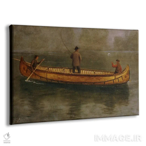 تابلو ماهیگیری از قایق کانوی اثر آلبرت بیرشتات (نقاش منظره آمریکایی) - نمای پرسپکتیو محصول