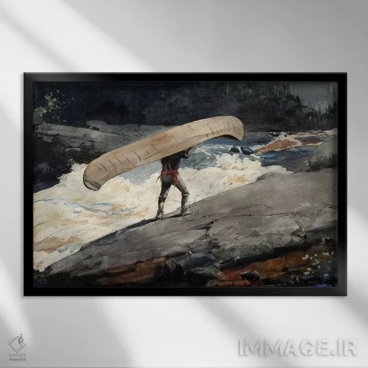 تابلو عبور از خشکی (پورتاژ)، ۱۸۹۷ اثر وینسلو هومر - نمای قابدار مشکی