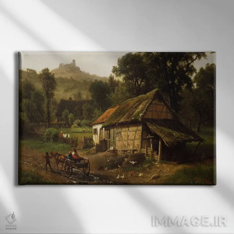 تابلو در دامنه کوه، ۱۸۶۱ اثر آلبرت بیرشتات (نقاش منظره آمریکایی) - نمای روبهرو روی دیوار