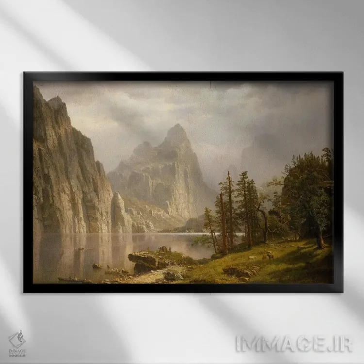 تابلو رود مرسد، دره یوسیمیتی، ۱۸۶۶ اثر آلبرت بیرشتات (نقاش منظره آمریکایی) - نمای قابدار مشکی