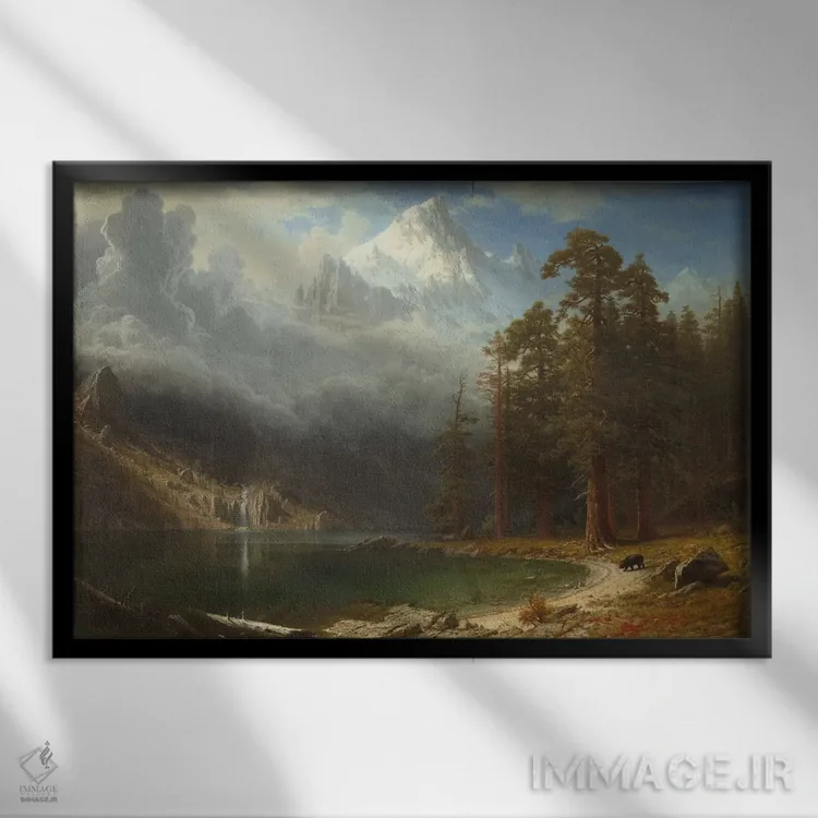 تابلو کوه کورکوران، حدود ۱۸۷۶-۱۸۷۷ اثر آلبرت بیرشتات (نقاش منظره آمریکایی) - نمای قابدار مشکی