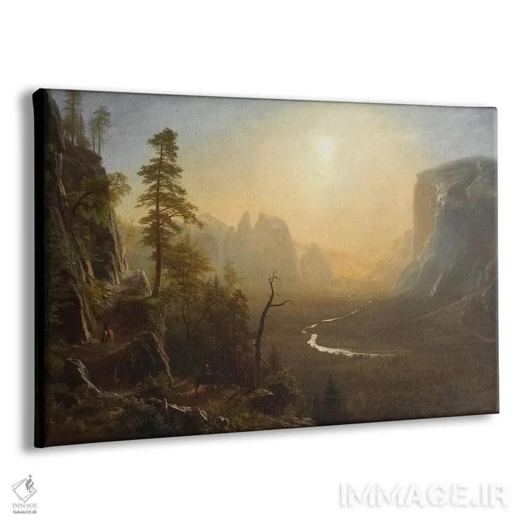 تابلو دره یوسیمیتی، مسیر گلیشر پوینت، حدود ۱۸۷۳ اثر آلبرت بیرشتات (نقاش منظره آمریکایی) - نمای پرسپکتیو محصول