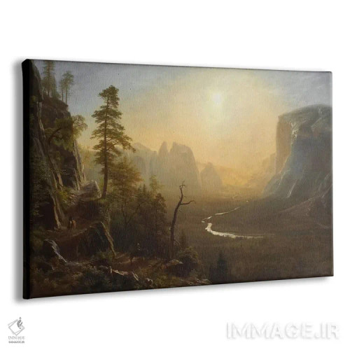 تابلو دره یوسیمیتی، مسیر گلیشر پوینت، حدود ۱۸۷۳ اثر آلبرت بیرشتات (نقاش منظره آمریکایی) - نمای پرسپکتیو محصول