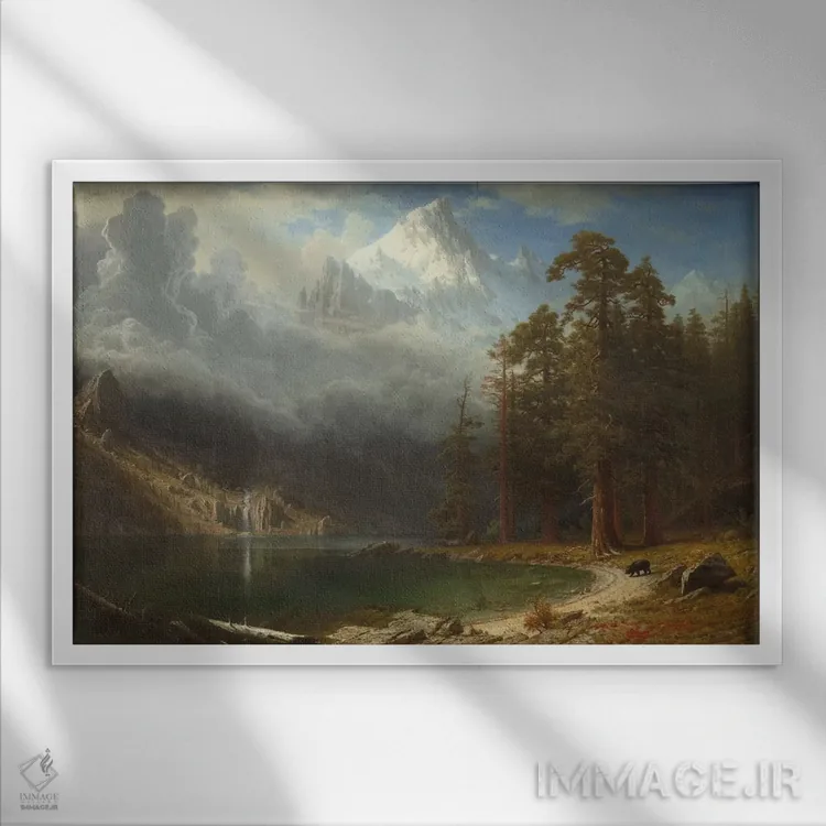 تابلو کوه کورکوران، حدود ۱۸۷۶-۱۸۷۷ اثر آلبرت بیرشتات (نقاش منظره آمریکایی) - نمای قابدار سفید