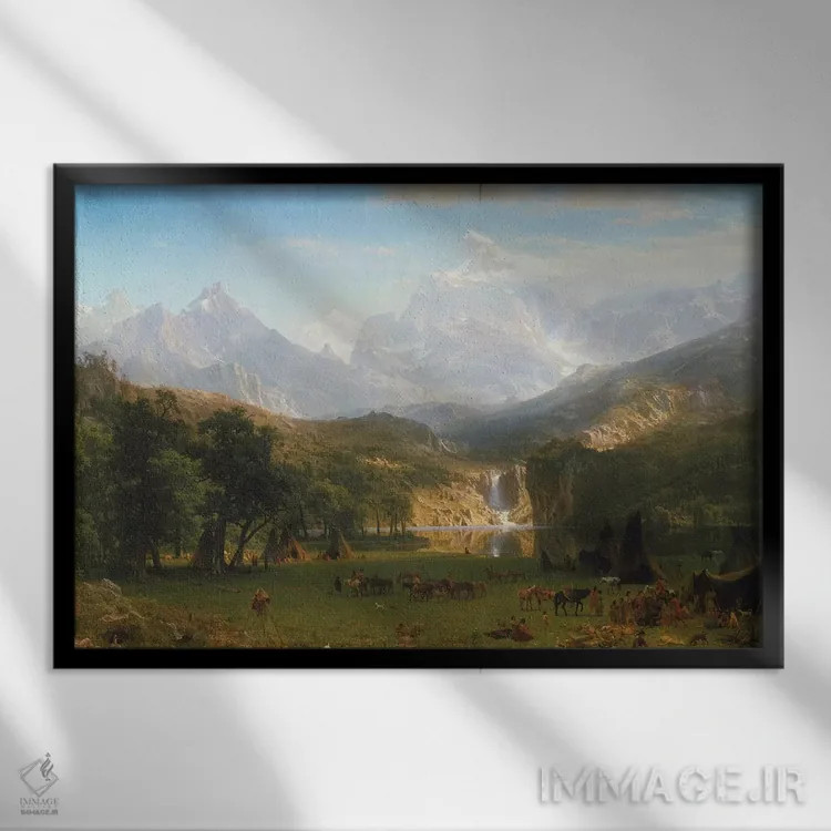 تابلو کوههای راکی، قله لندر، ۱۸۶۳ اثر آلبرت بیرشتات (نقاش منظره آمریکایی) - نمای قابدار مشکی