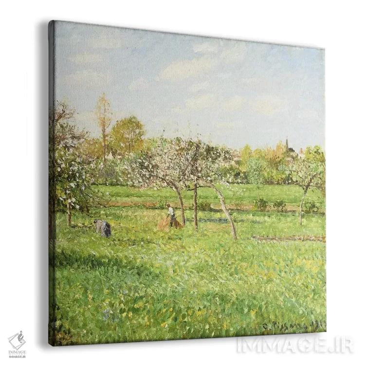 تابلو صبح، بهار، هوای ابری، اراگنی، ۱۹۰۰ اثر کامی یِل پیسارو (نقاش فرانسوی امپرسیونیست) - نمای پرسپکتیو محصول