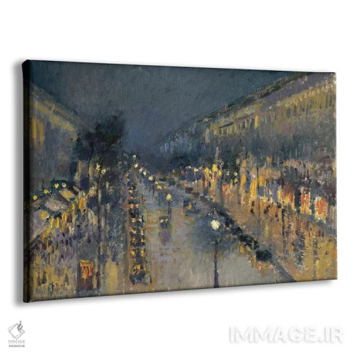 تابلو بولوار مونمارتر در شب، ۱۸۹۷ اثر کامی یِل پیسارو (نقاش فرانسوی امپرسیونیست) - نمای پرسپکتیو محصول