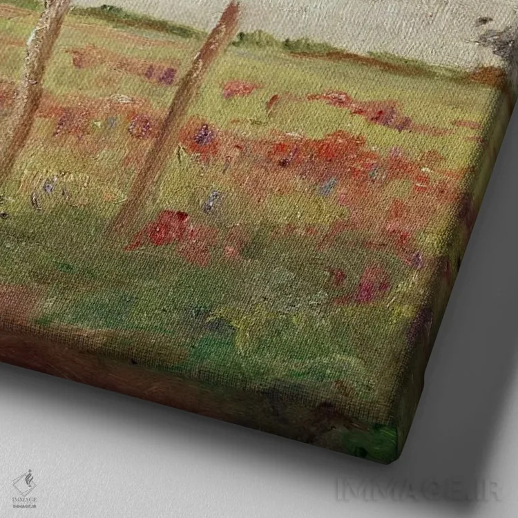 تابلو منظرهٔ ایل-دو-فرانس (فرانسه) اثر کامی یِل پیسارو (نقاش فرانسوی امپرسیونیست) - نمای نزدیک بافت بوم