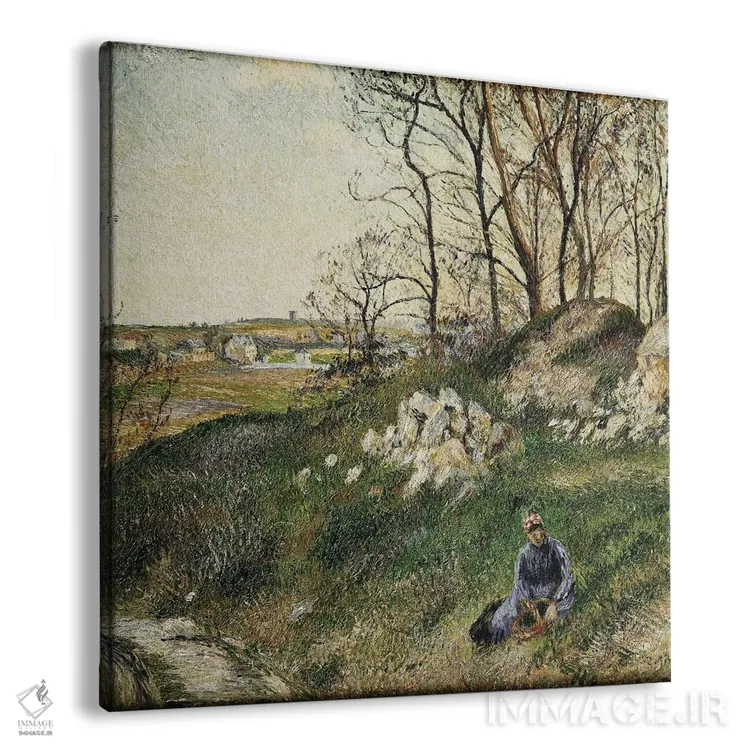 تابلو برداشتکنندگان کلم، پونتواز، ۱۸۸۲ اثر کامی یِل پیسارو (نقاش فرانسوی امپرسیونیست) - نمای پرسپکتیو محصول