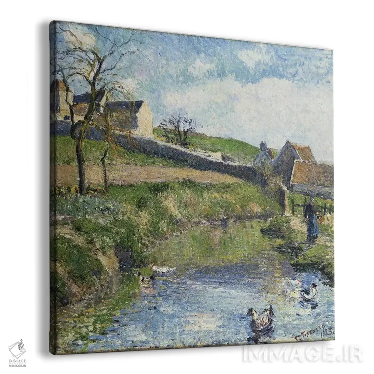 تابلو مزرعه در اوزنی، ۱۸۸۳ اثر کامی یِل پیسارو (نقاش فرانسوی امپرسیونیست) - نمای پرسپکتیو محصول