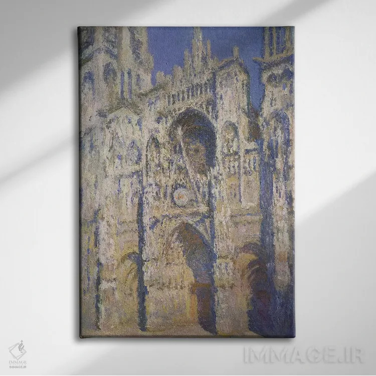 تابلو کلیسای جامع روان زیر تابش کامل آفتاب: هارمونی آبی و طلایی، ۱۸۹۴ اثر کلود مونه (نقاش معروف فرانسوی) - نمای روبهرو روی دیوار