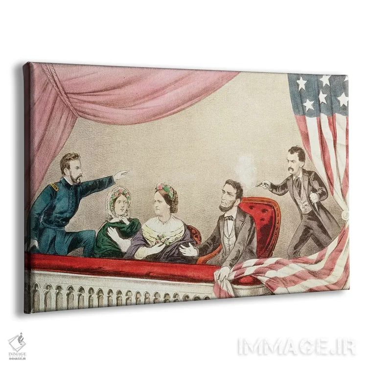 تابلو ترور آبراهام لینکلن اثر کاریه و آیووز (استودیو لیتوگرافی تاریخی آمریکا) - نمای پرسپکتیو محصول