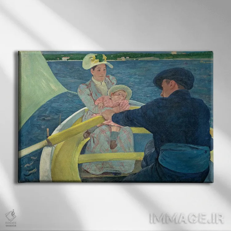 تابلو مهمانی قایقسواری، ۱۸۹۳–۹۴ اثر مری استیونسون کاسات (نقاش آمریکایی) - نمای روبهرو روی دیوار