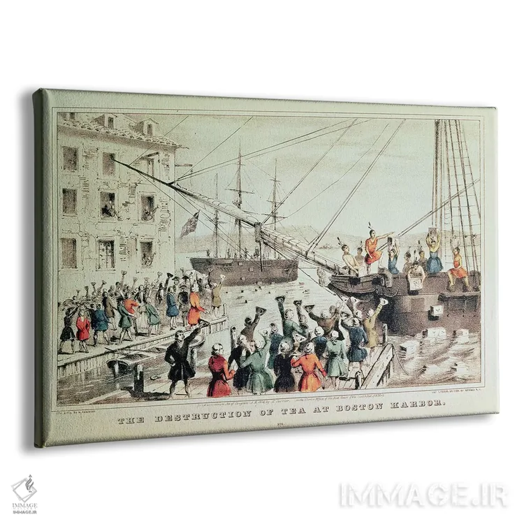 تابلو مهمانی چای بوستون، ۱۸۴۶ (رویداد تاریخی) اثر کاریه و آیووز (استودیو لیتوگرافی تاریخی آمریکا) - نمای پرسپکتیو محصول