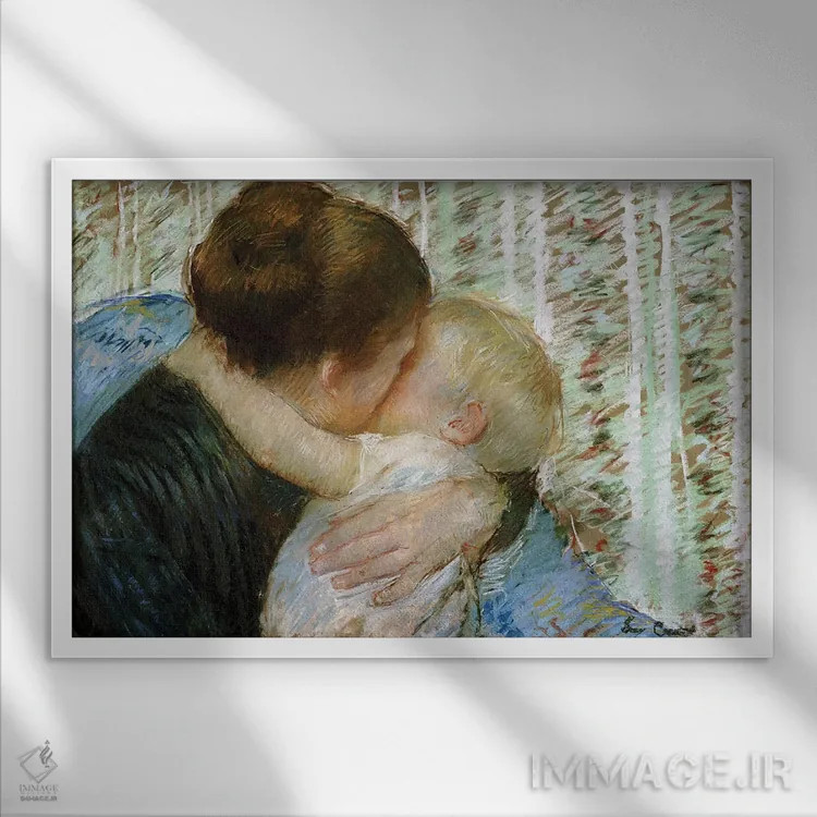 تابلو آغوش شببهخیر اثر مری استیونسون کاسات (نقاش آمریکایی) - نمای قابدار سفید