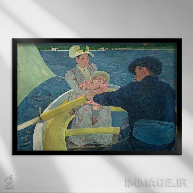 تابلو مهمانی قایقسواری، ۱۸۹۳–۹۴ اثر مری استیونسون کاسات (نقاش آمریکایی) - نمای قابدار مشکی