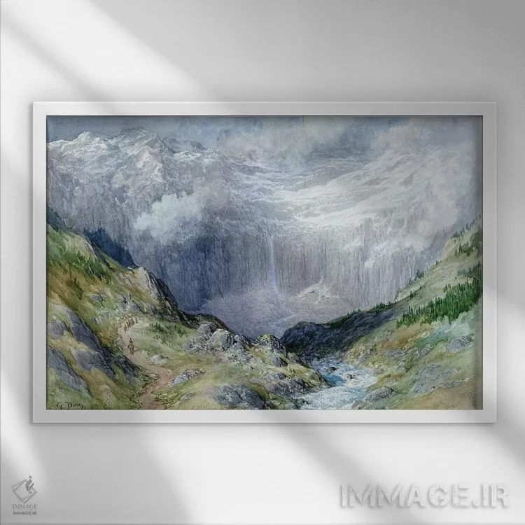 تابلو آمفیتئاتر در گاورنیا، ۱۸۸۲ (منطقه طبیعی فرانسه) اثر گوستاو دوره - نمای قابدار سفید