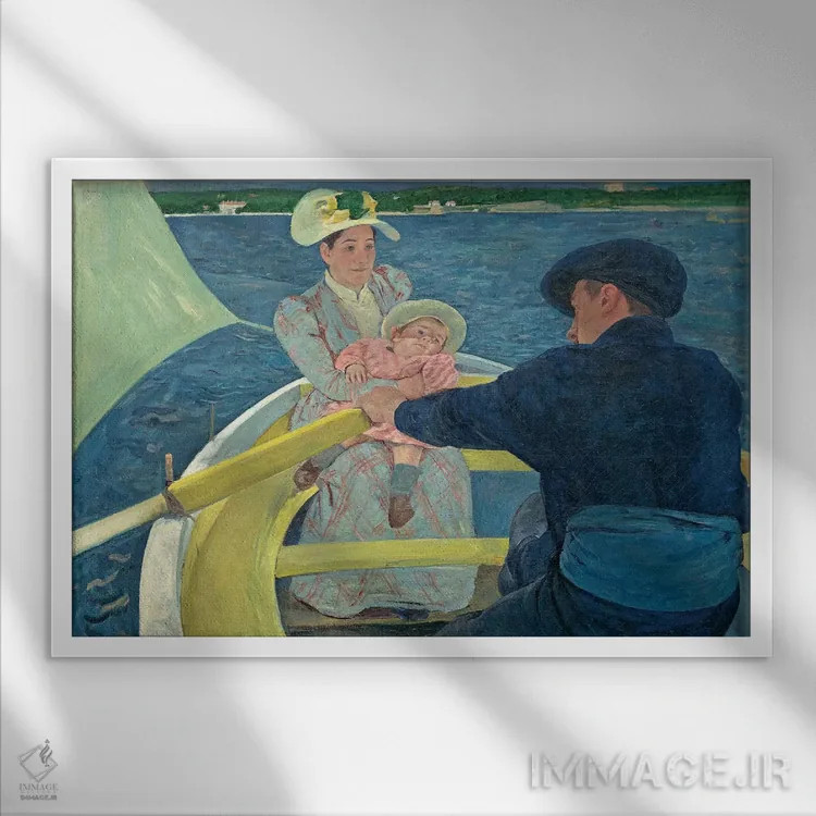 تابلو مهمانی قایقسواری، ۱۸۹۳–۹۴ اثر مری استیونسون کاسات (نقاش آمریکایی) - نمای قابدار سفید