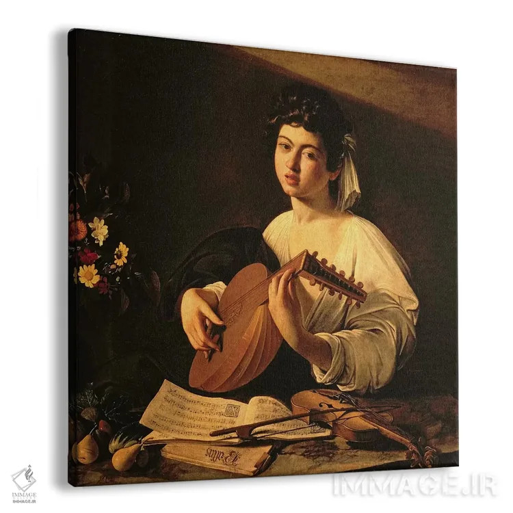 تابلو نوازنده عود (حدود ۱۵۹۵) اثر میکلآنژو مریزی دا کاراواجو (کاراواجو؛ نقاش بزرگ ایتالیایی) - نمای پرسپکتیو محصول