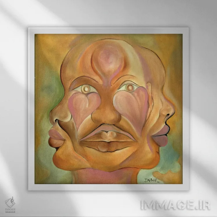 تابلو چهرههای آمیزش اثر آیکال بکفورد - نمای قابدار سفید