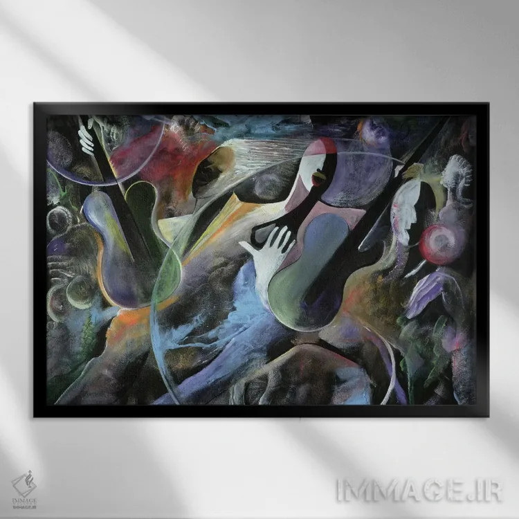 تابلو جَمزدن (بداههنوازی موسیقی) اثر آیکال بکفورد - نمای قابدار مشکی