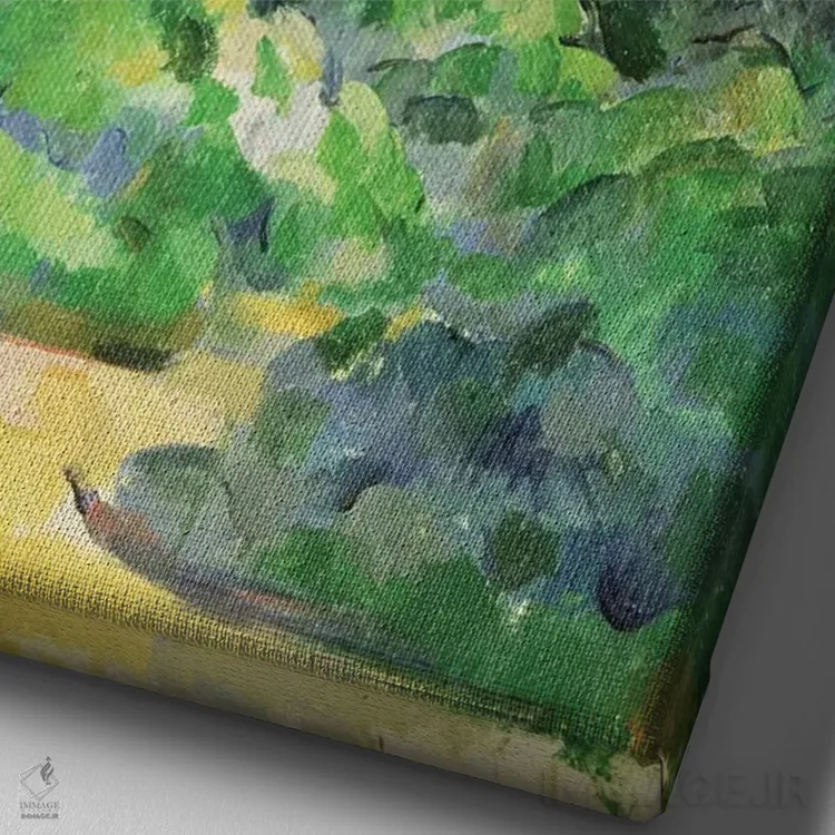 تابلو c.1903,منظره آبی، حدود ۱۹۰۳ اثر پل سزان - نمای نزدیک بافت بوم