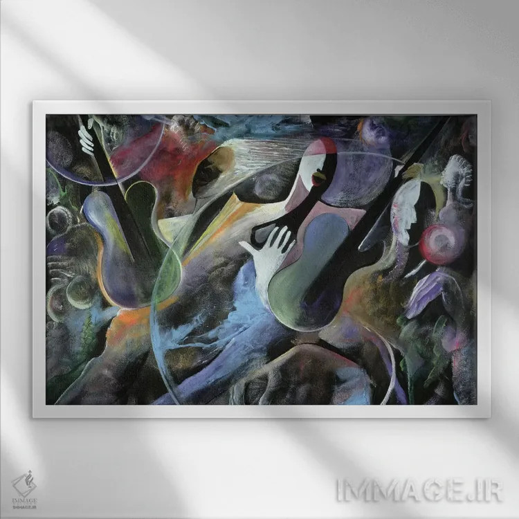 تابلو جَمزدن (بداههنوازی موسیقی) اثر آیکال بکفورد - نمای قابدار سفید