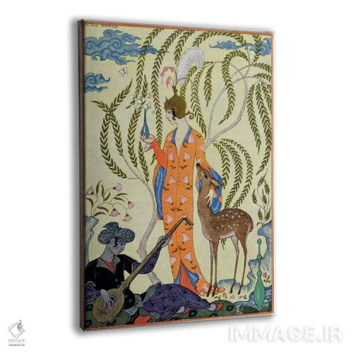 تابلو illustration from 'The Art of Perfume', pub. 1912 (pochoir print),ایران، تصویرسازی از "هنر عطرسازی"، چاپ ۱۹۱۲ (چاپ پوشر) اثر جورج باربیه (طراح و تصویرگر فرانسوی) - نمای پرسپکتیو محصول