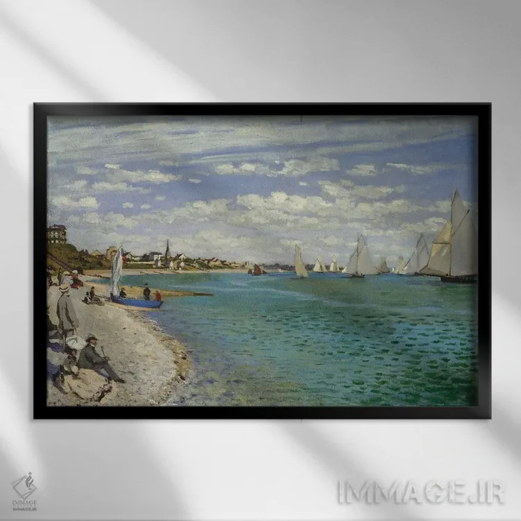 تابلو 1867,مسابقه قایقرانی در سنت-آدرس، ۱۸۶۷ اثر کلود مونه (نقاش معروف فرانسوی) - نمای قابدار مشکی