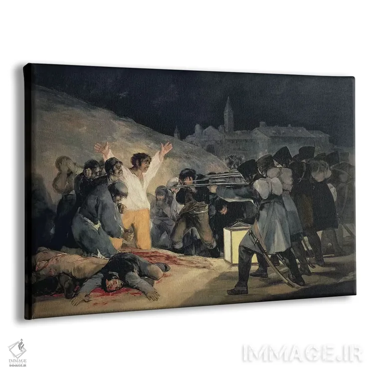 تابلو 1808), 1814,اعدام مدافعان مادرید (۳ مه ۱۸۰۸)، ۱۸۱۴ اثر فرانسیسکو گویا (نقاش و چاپگر اسپانیایی) - نمای پرسپکتیو محصول